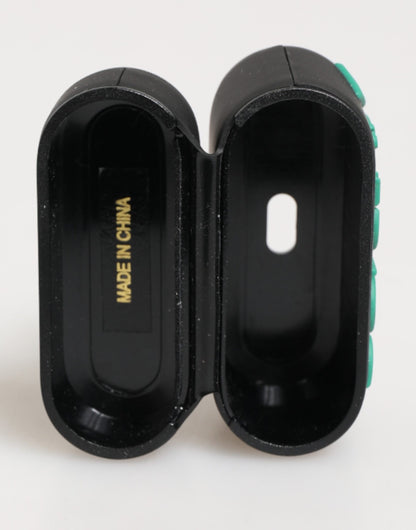 Dolce & Gabbana Black Mint Rubber Logo Embossed Accessory  Airpods Case