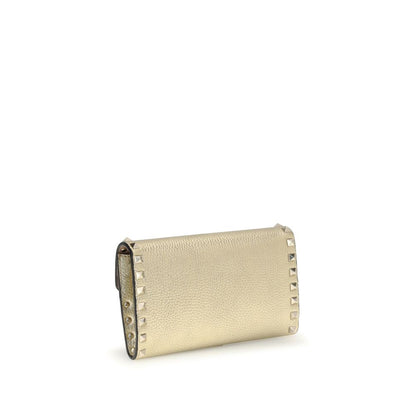 Valentino Garavani Gold Calf Leather Bos Taurus Wallet