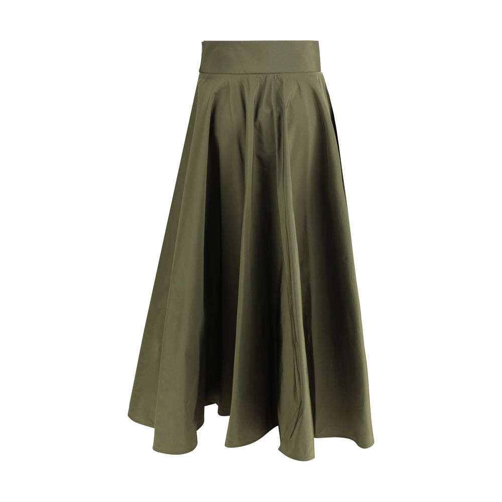 Sara Roka Green Polyester Midi Skirt