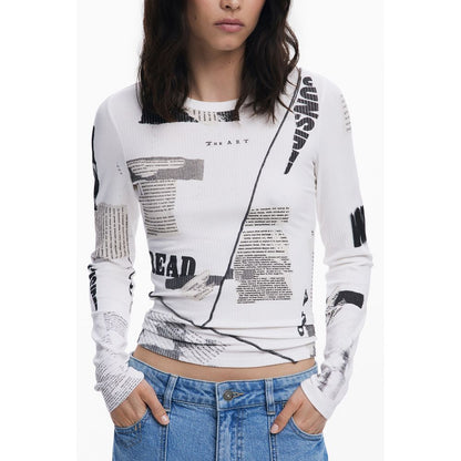 Desigual White Elastane T-Shirt