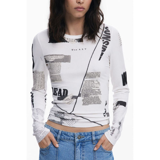 Desigual White Elastane T-Shirt