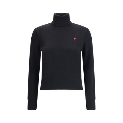 Ami Paris Black Merino Wool Turtleneck