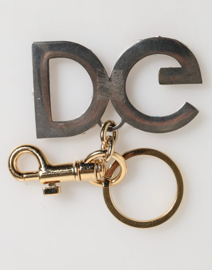 Dolce & Gabbana Multicolor Crystal DG Logo Gold Keychain Charm Keyring