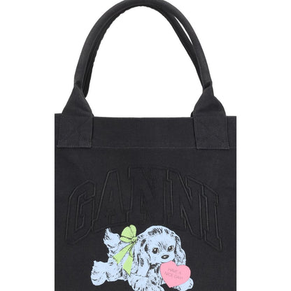 Ganni Black Recycled Cotton Shoulder Bag