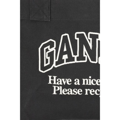 Ganni Black Cotton Shoulder Bag