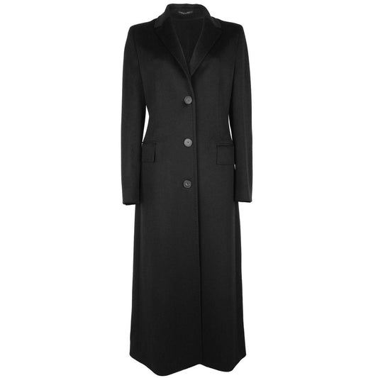 Made in Italy Black Wool Women Coat