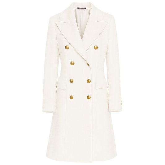 Made in Italy White Wool Women Coat