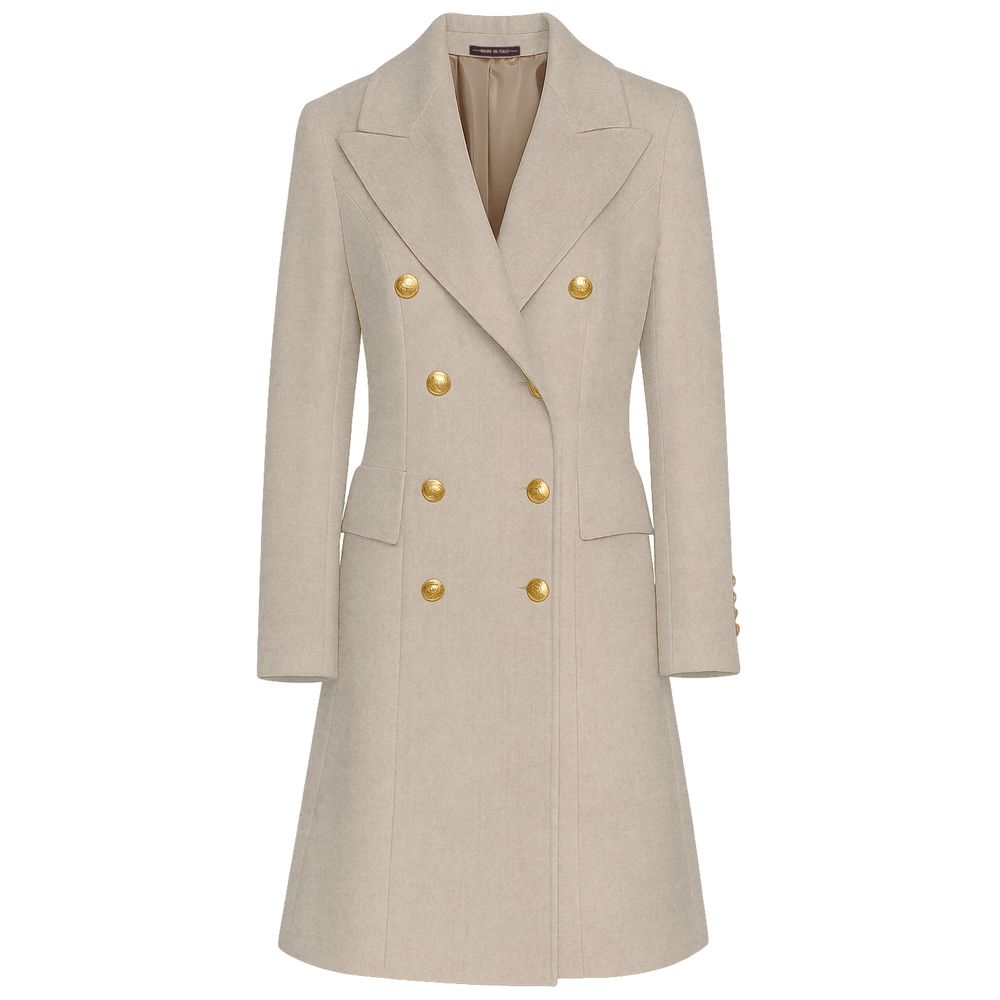 Made in Italy Beige Wool Women Coat