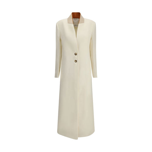 Di Stavnitser White Fleece Wool Coat