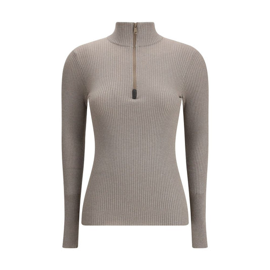 Brunello Cucinelli Zipped high neck Top