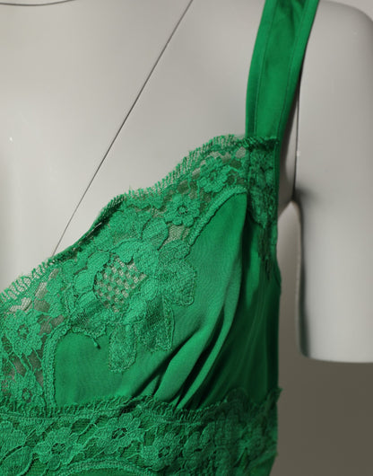 Dolce & Gabbana Green Floral Lace Tank Lingerie Top Underwear