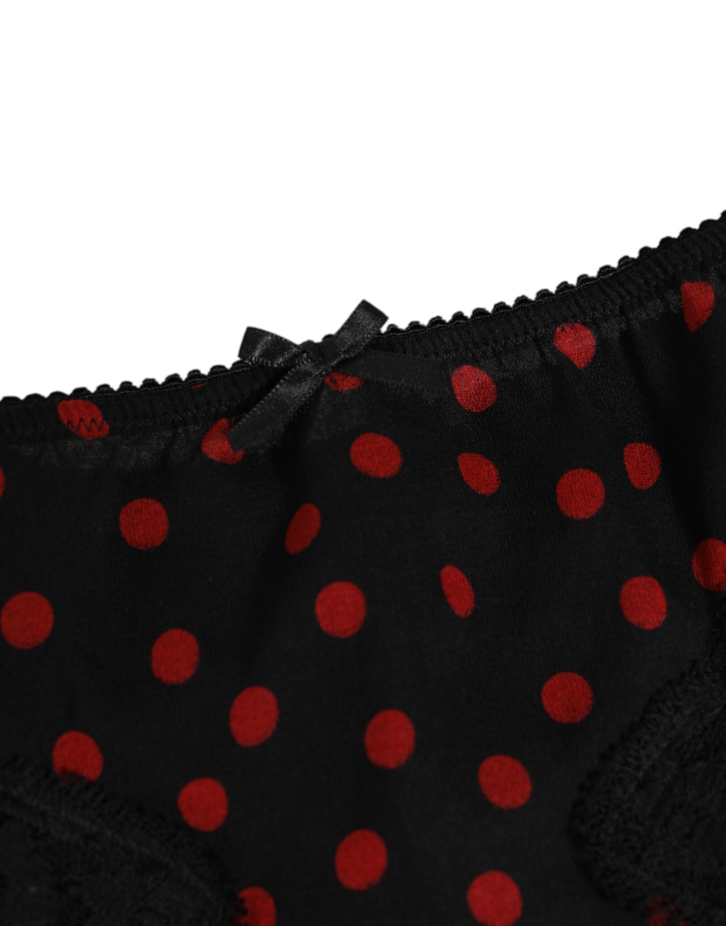 Dolce & Gabbana Black Polka Dotted Silk Low Waist Panty Underwear