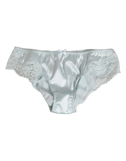 Dolce & Gabbana Gray Silk Satin Floral Lace Panty Brief Underwear