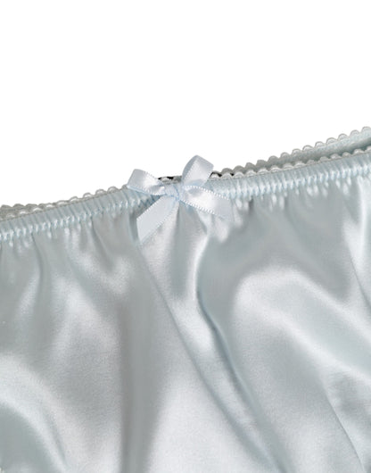 Dolce & Gabbana Gray Silk Satin Floral Lace Panty Brief Underwear