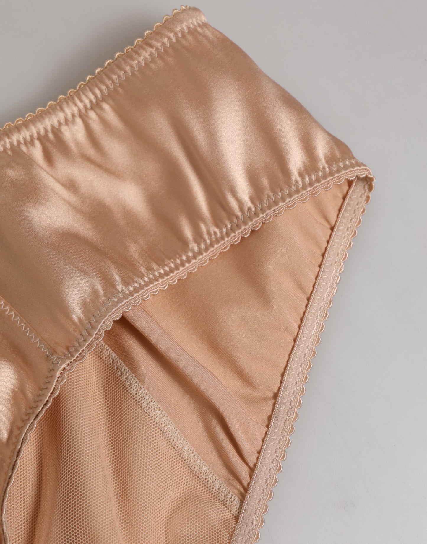 Dolce & Gabbana Nude Beige Silk Satin Stretch Bow Briefs Underwear