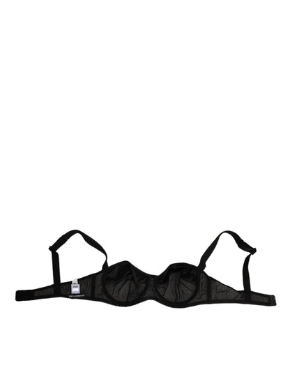 Dolce & Gabbana Black Nylon Underwired Balconette Bra Underwear