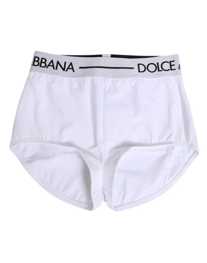 Dolce & Gabbana White Nylon Logo Waistband Shorts Underwear