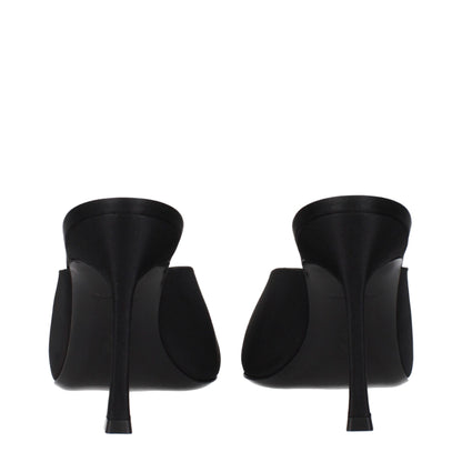 Amina Muaddi Black Satin High Heel Pumps