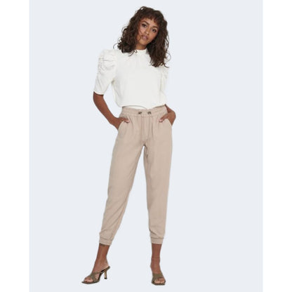 Only Beige Viscose Casual Pants