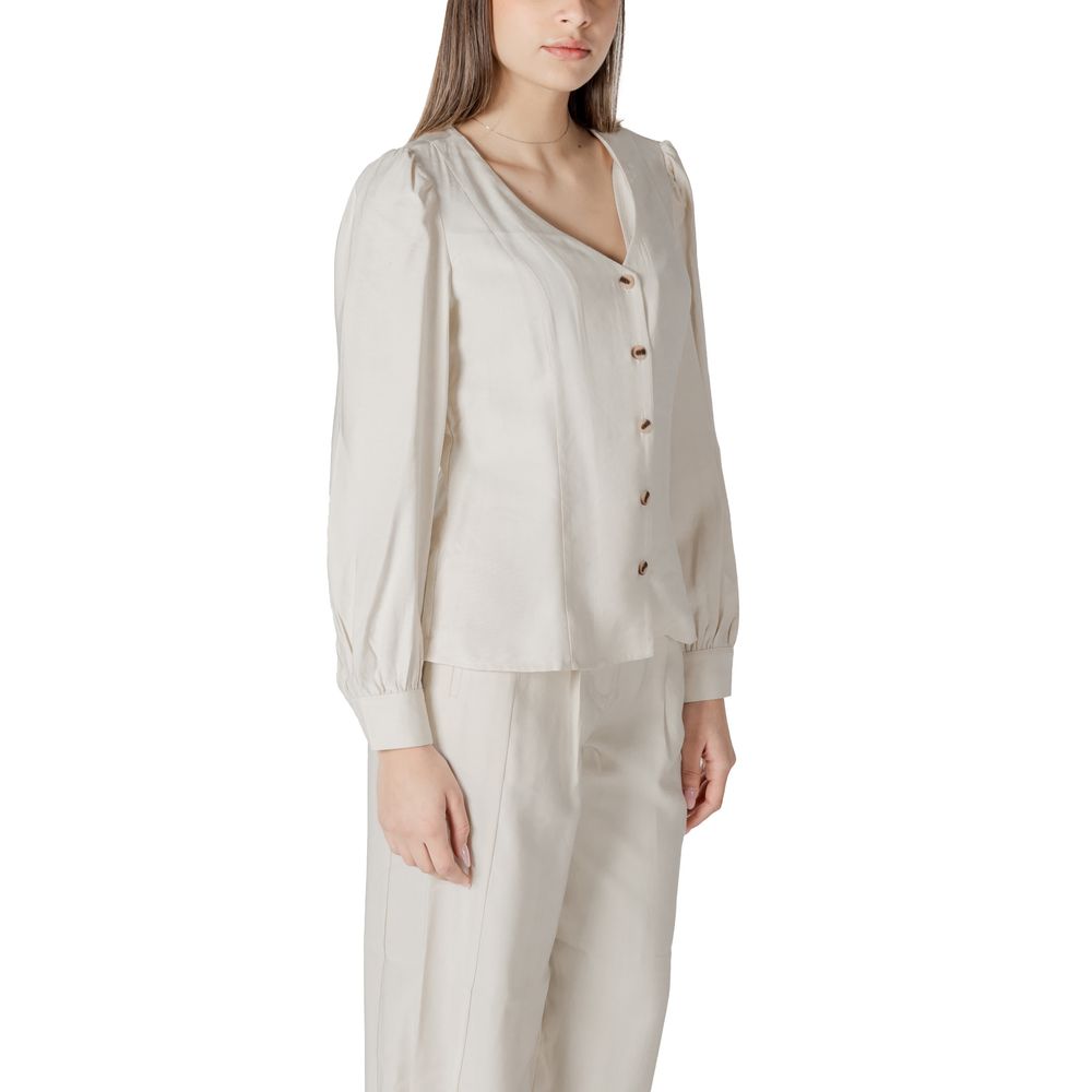 Vila Clothes Cream Viscose Top