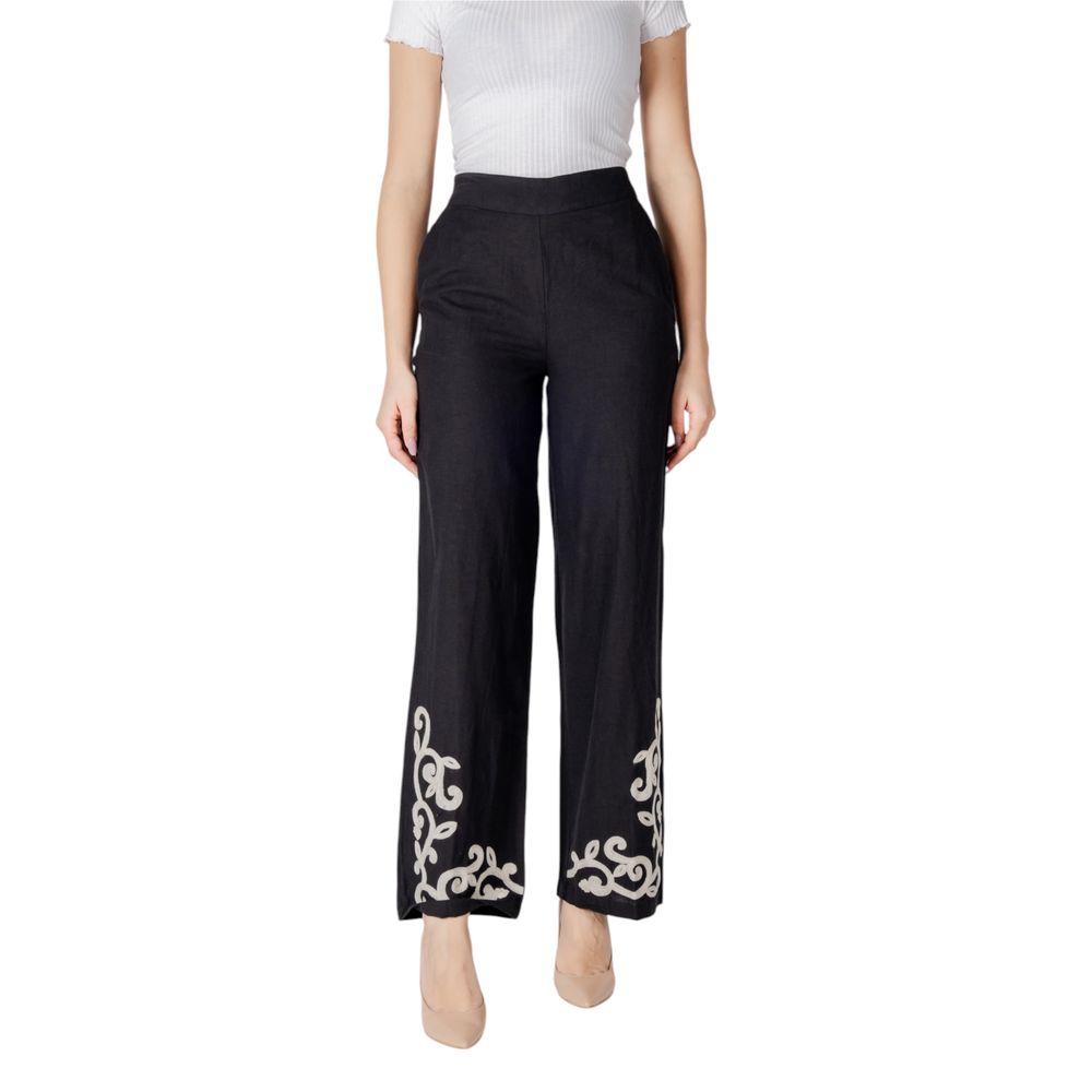 Vila Clothes Black Viscose Pant