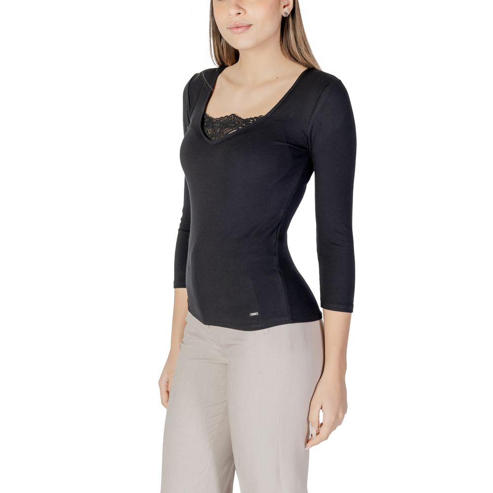 Morgan De Toi Black Viscose Long Sleeve T-Shirt
