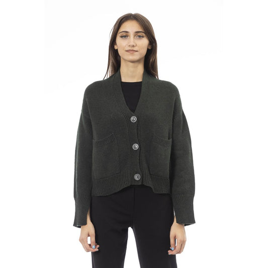 Alpha Studio Gray Merino Wool Cardigan
