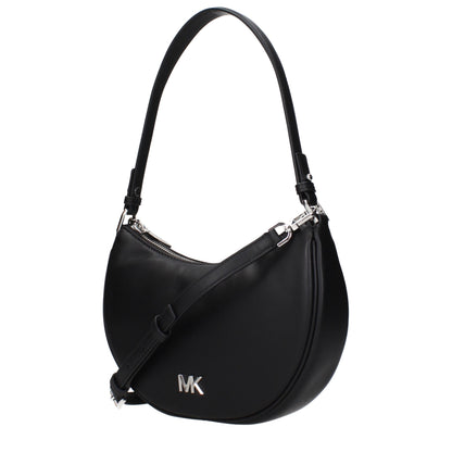 Michael Kors Black Leather Shoulder Bags