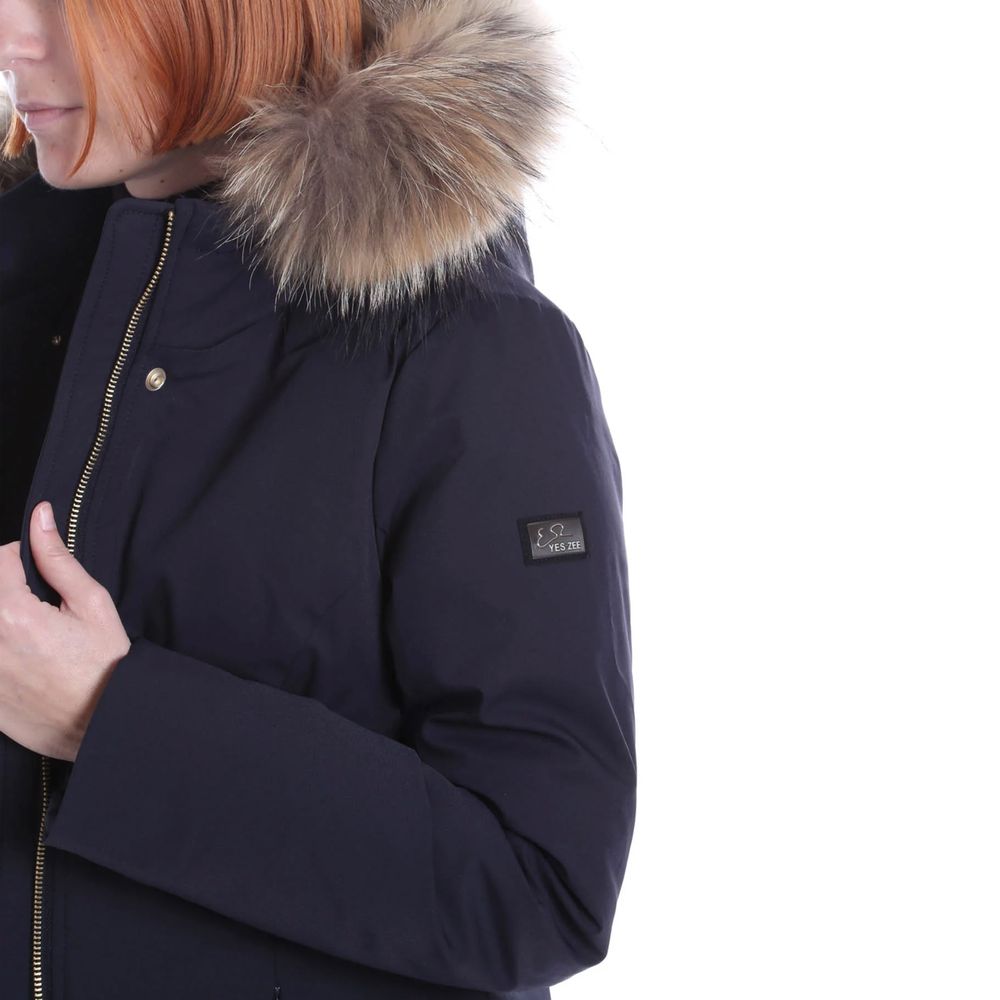 Yes Zee Blue Nylon Jackets & Coat