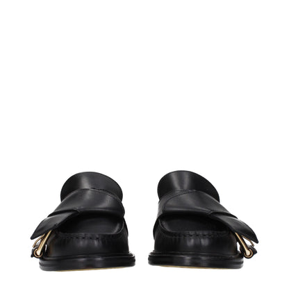 Moschino Black Leather Slip-On Loafers