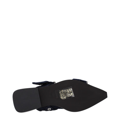 Ganni Blue Fabric Flat Sandals