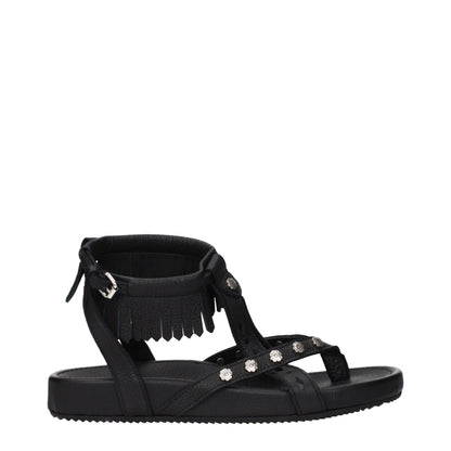 Isabel Marant Black Leather Flat Sandals