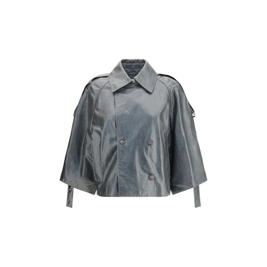 Max Mara Green Calf Leather Bos Taurus Coat