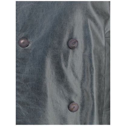 Max Mara Green Calf Leather Bos Taurus Coat