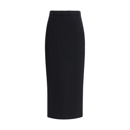 Dolce & Gabbana Black Fleece Wool Long Skirt