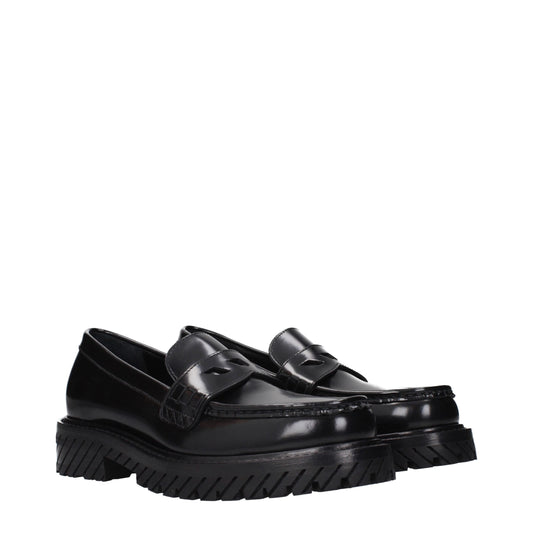 Off-White Black Leather Slip-On Loafers