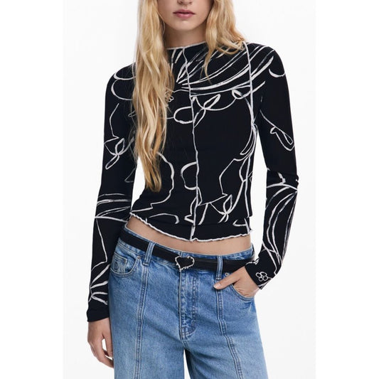 Desigual Black Elastane Women T-Shirt