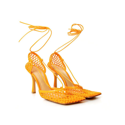 Bottega Veneta Orange Fabric And Leather High Heel Pumps