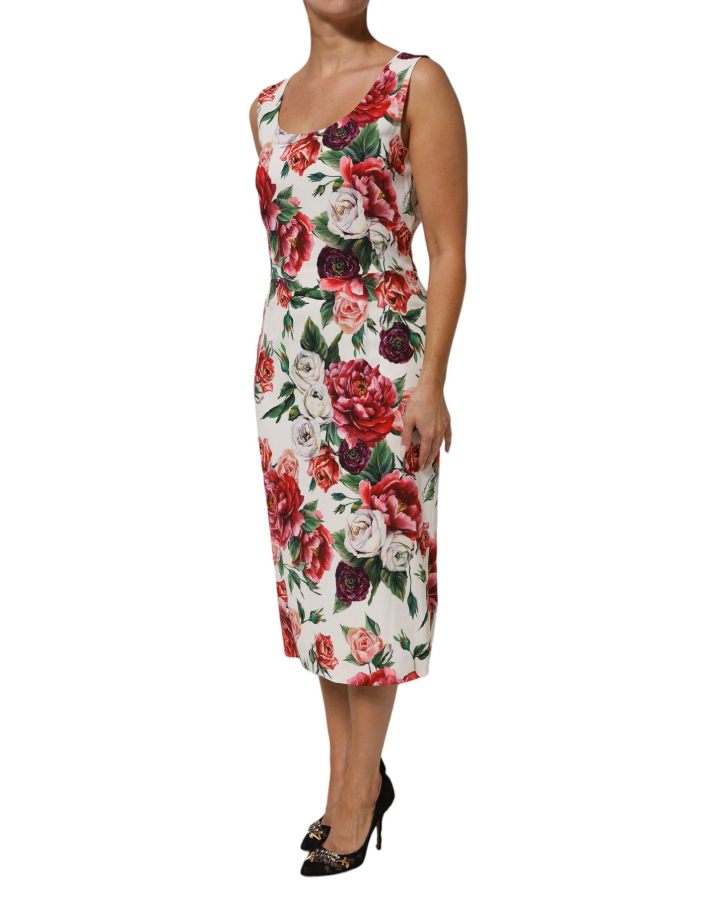 Dolce & Gabbana Multicolor Floral Print Viscose Sheath Dress