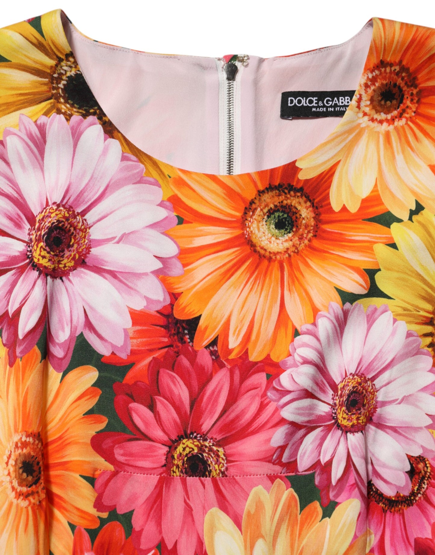 Dolce &amp; Gabbana Abito midi in seta con stampa floreale multicolore