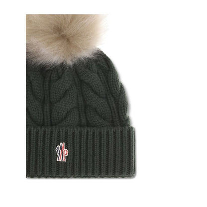 Moncler Grenoble Green Fleece Wool Beanie