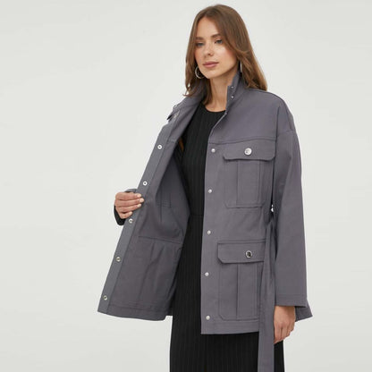 Patrizia Pepe Gray Cotton Jackets & Coat
