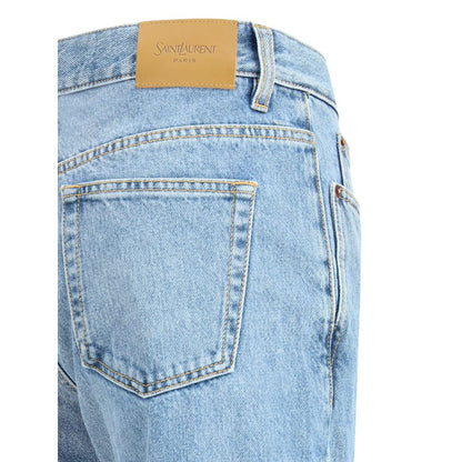Saint Laurent Light Blue Cotton Straight-Leg Jeans