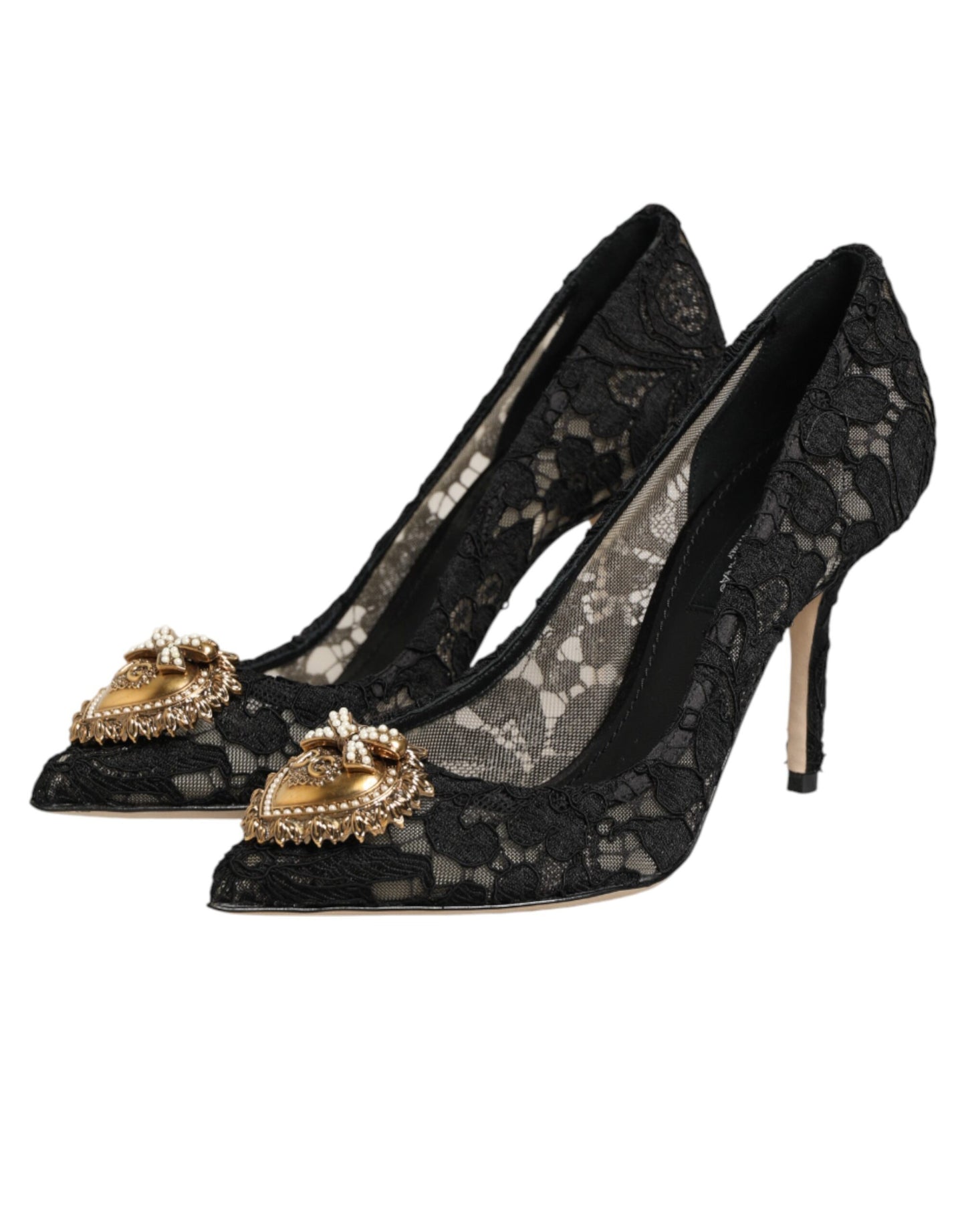 Dolce & Gabbana Black Taormina Lace DEVOTION Pumps Shoes
