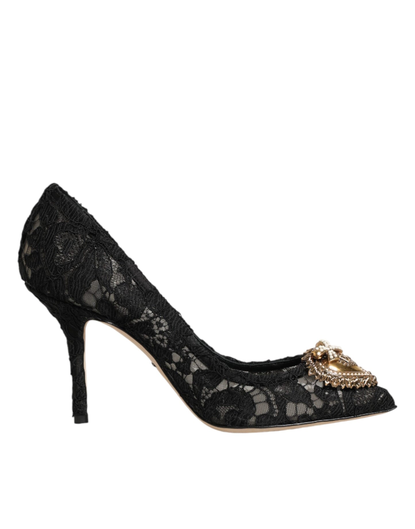 Dolce & Gabbana Black Taormina Lace DEVOTION Pumps Shoes