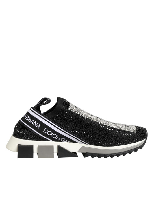 Dolce & Gabbana Black Silver Slip On Sorrento Sneakers Shoes
