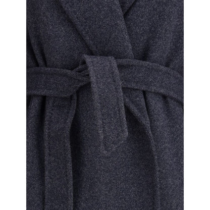 Max Mara Blue Fleece Wool Coat