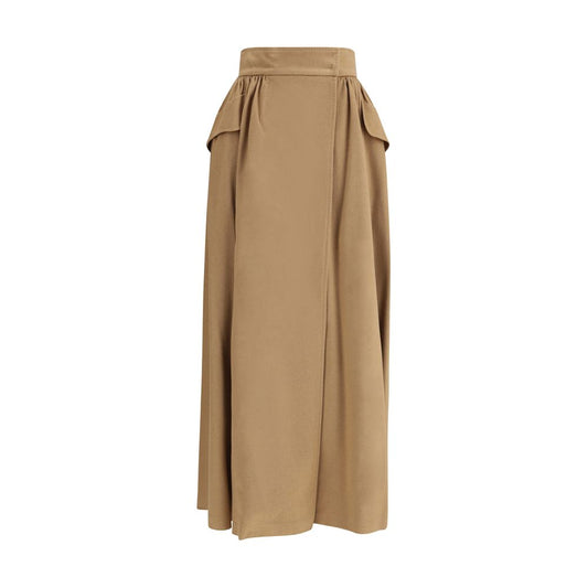 Max Mara Beige Camel Hair  Midi Skirt