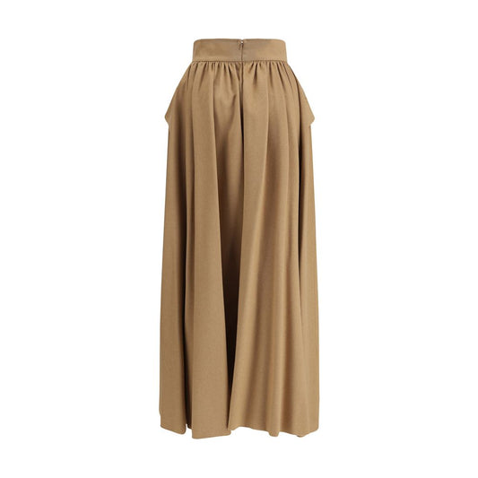 Max Mara Beige Camel Hair  Midi Skirt