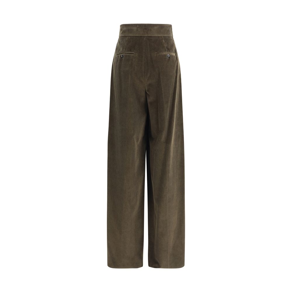 Max Mara Green Cotton Casual Pants